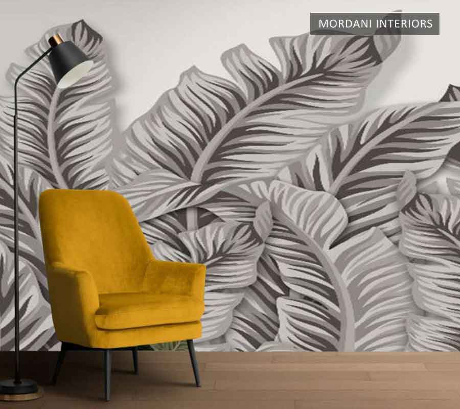 BROWN PALM LEAVES TROPICAL WALL MURALS _ I